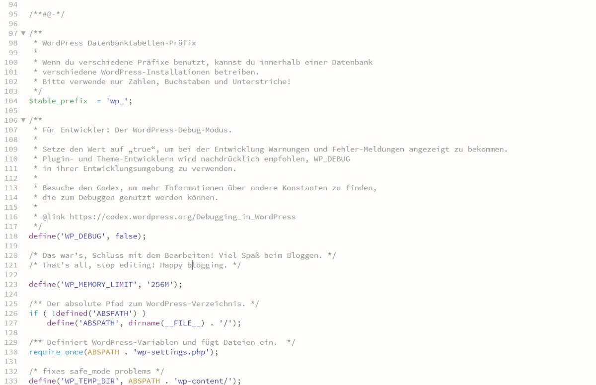 WP Memory Limit in wp-config.php erhöhen