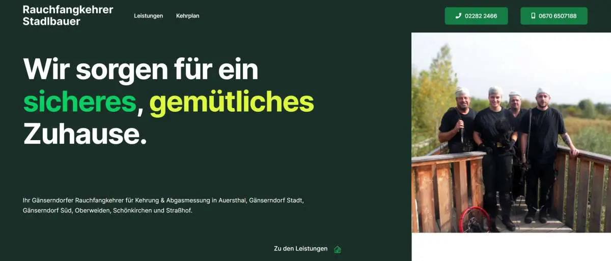 Desktopansicht der Website www.rauchfangkehrer-stadlbauer.at